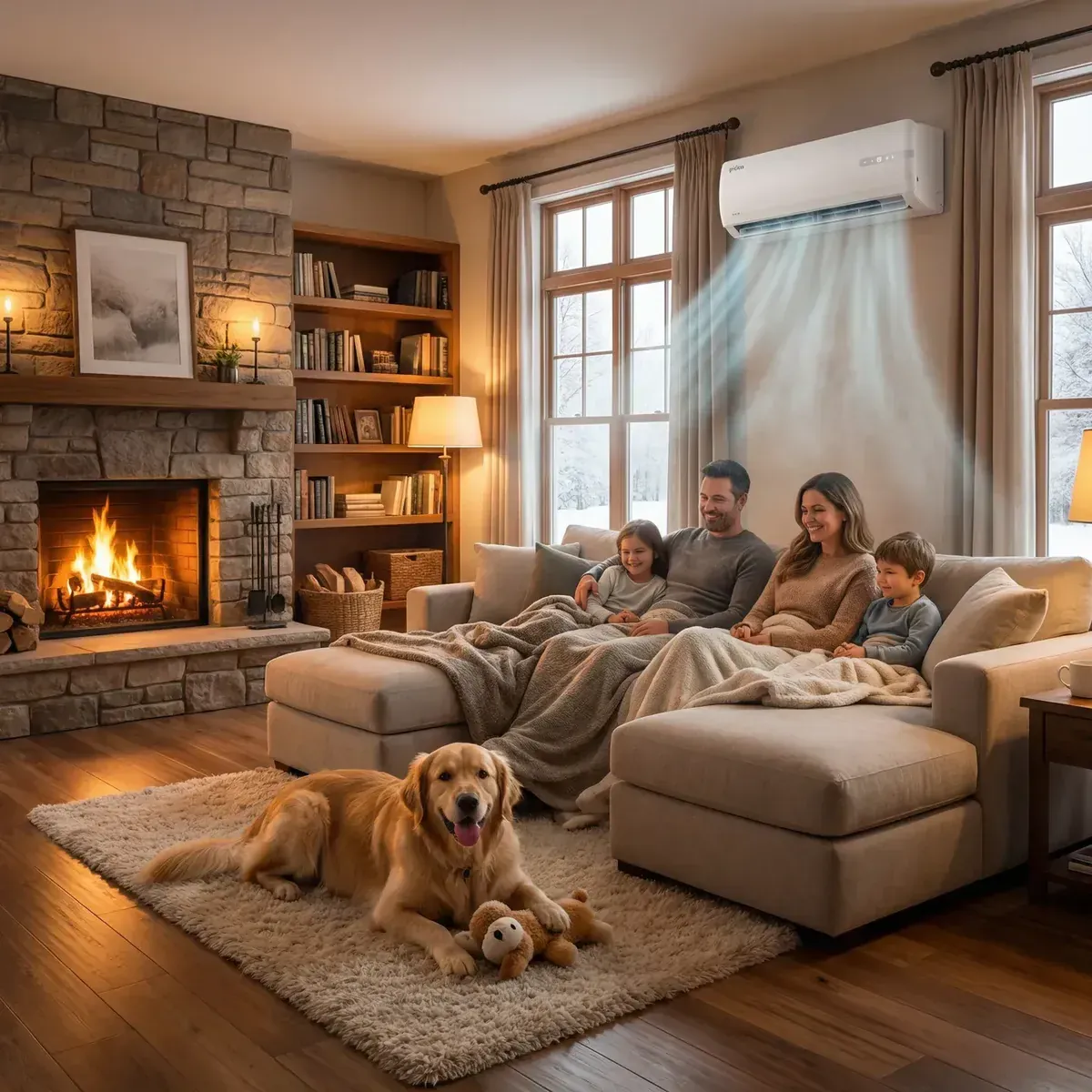 Family enjoying a cool home with energy efficient air conditioning