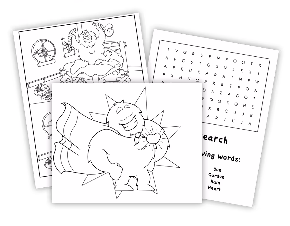 Preview of Greenfoot Kids Club coloring pages and puzzles