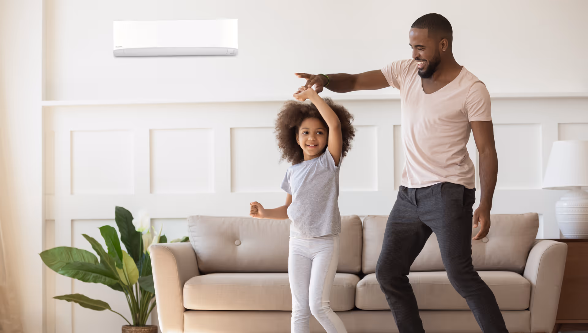 Modern Panasonic heat pump installation in a Canadian home
