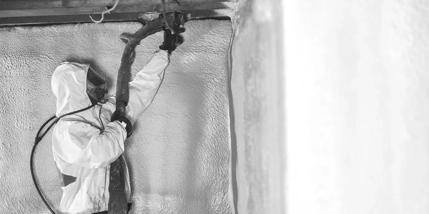 Professional spray foam insulation application in a Canadian home